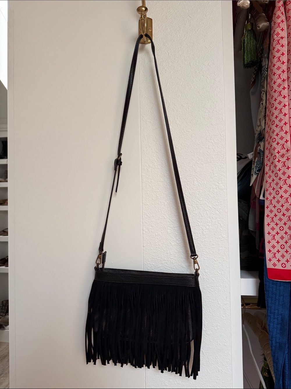 Lucky Brand Black Fringe Crossbody Bag